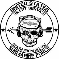 UNITED STATES SUBMARINE SILENT SERVICE PATCH VECTOR FILE 2 Black white vector outline or line art file