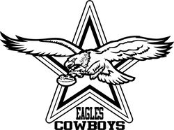 eagles cowboys badge vector file black white vector outline or line art file