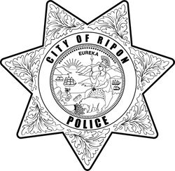city of ripon  state  california police badge vector file black white vector outline or line art file