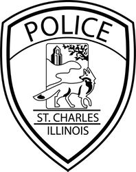 police patch  city of st. charles illinois vector file black white vector outline or line art file