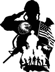 us soldier with egol vector file black white vector outline or line art file