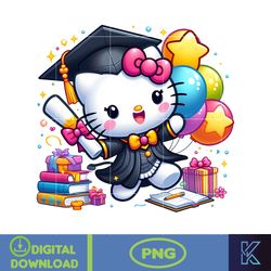 cartoon hello kitty graduation 2024 png, cartoon graduate png, dn school trip png, cartoon character grad png