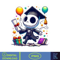 cartoon jack skellington graduation 2024 png, cartoon graduate png, cartoon character grad png, cartoon senior 2024 png