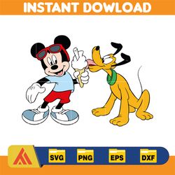 summer mickey & pluto, summer minnie, mickey and minnie beach time, layered and editable files, instant download