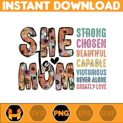 floral she is mom png, retro mama quotes png, retro mother png, blessed mom png, mom life png, mother's day (1)