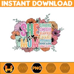 floral she is mom png, retro mama quotes png, retro mother png, blessed mom png, mom life png, mother's day (2)