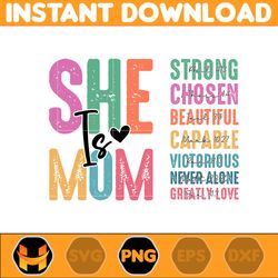 floral she is mom png, retro mama quotes png, retro mother png, blessed mom png, mom life png, mother's day (4)