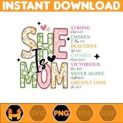 floral she is mom png, retro mama quotes png, retro mother png, blessed mom png, mom life png, mother's day (6)