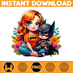 batman png, mom and boy superhero png, cartoon mother png, mother's day png, gift for mom png, mama design png