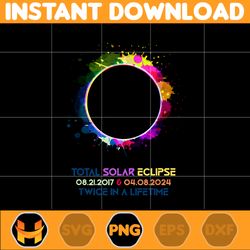 twice in a lifetime, total solar eclipse png, eclipse 2017 2024, colorful paint splash eclipse, sun moon png