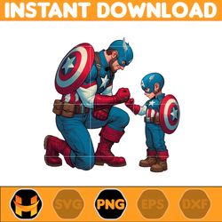 captain america dad and son png, super hero dad and son png, father's day 2024 png, father's day png sublimation (2)