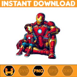 iron man dad and son png, super hero dad and son png, father's day 2024 png, father's day png sublimation, clipart (3)