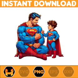 super man dad and son png, super hero dad and son png, father's day 2024 png, father's day png sublimation, clipart (2)