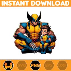 wolverine dad and son png, super hero dad and son png, father's day 2024 png, father's day png sublimation, clipart (2)