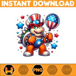 bowser america png, funny cartoon fourth of july png, cartoon independence day png, 4th of july png