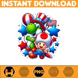 toad & yoshi america png, funny cartoon fourth of july png, cartoon independence day png, 4th of july png