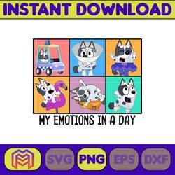 bluey muffiinn my emotions in a day png, bluey family png, bluey png, bluey bingo png, bluey mom png