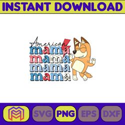 bluey bingo mom 4th of july png, cartoon 4th of july png, party in usa png, bluey png, birthday, bluey family