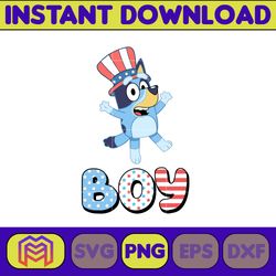 bluey boy 4th of july png, cartoon 4th of july png, party in usa png, bluey png, birthday, bluey family