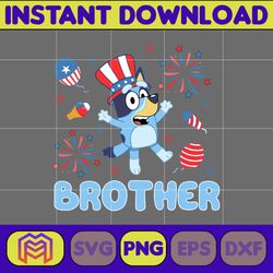 bluey brother 4th of july png, cartoon 4th of july png, party in usa png, bluey png, birthday, bluey family