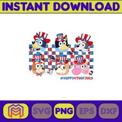 friend blue dog 4th of july png, cartoon 4th of july png, party in usa png, bluey png, birthday, bluey family