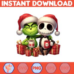 grinch jack skeleton nightmare before christmas png, great christmas sublimation, christmas movie png (1)