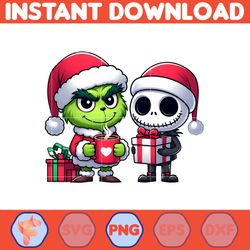 grinch jack skeleton nightmare before christmas png, great christmas sublimation, christmas movie png (12)