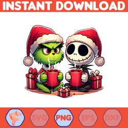 grinch jack skeleton nightmare before christmas png, great christmas sublimation, christmas movie png (14)