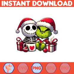 grinch jack skeleton nightmare before christmas png, great christmas sublimation, christmas movie png (4)