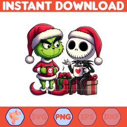 grinch jack skeleton nightmare before christmas png, great christmas sublimation, christmas movie png (5)