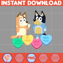 bluey valentines png, bluey family friends, bluey png, bluey characters, digital file for designs, valentines sublimatio