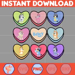 bluey valentines png, bluey family friends, bluey png, bluey characters, digital file for designs, valentines sublimatio