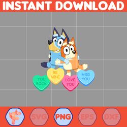 bluey valentines png, bluey family friends, bluey png, bluey characters, digital file for designs, valentines sublimatio