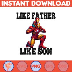 iron man dad and son png, father's day png, superhero dad png, like father like son, dad life png, captain hero