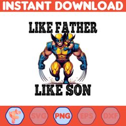 like father like son wolverine dad and son png, father's day png, superhero dad png, like father like son, dad life png