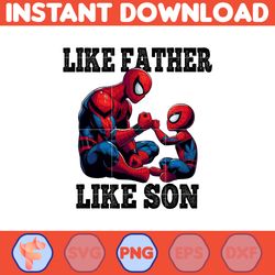 spider man dad and son png, father's day png, superhero dad png, like father like son, dad life png.