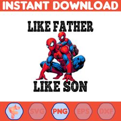 spider man dad and son png, father's day png, superhero dad png, like father like son, dad life png, captain hero.