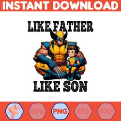 wolverine dad and son png, father's day png, superhero dad png, like father like son, dad life png