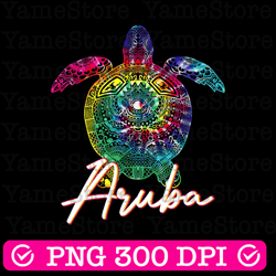aruba tie dye sea turtle matching family vacation png, trendy turtle png, sea animals png