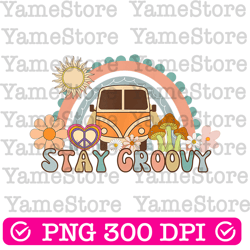 retro stay groovy tee, preppy tee, summer hippie 70s digital png