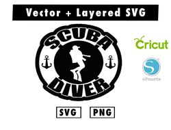 diver team diving scuba dive mask sticker svg and png files for cricut machine , anime svg , manga svg , goku svg