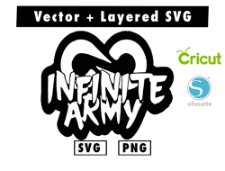 infinite army sticker svg and png files for cricut machine , anime svg , manga svg , goku svg