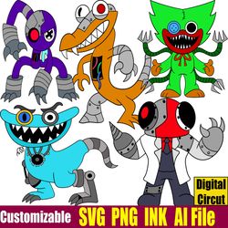 cyborg cyan rainbow friends svg,cyborg orange svg,cyborg red svg,cyborg purple svg,huggy saddy svg circut desgin space,