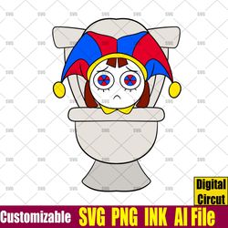 Pomni Toilet from the amazing digital circus SVG Pomni Toilet SVG,PNG, Coloring pages Pomni Toilet Circut desgin space