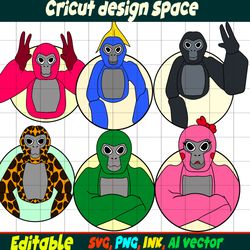 editable gorilla tag stickers svg, gorilla tag png coloring pages, gorilla tag printable for birthday gift, gorilla