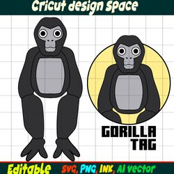 editable stickers gorilla tag svg, gorilla tag png, vinyl sticker to print, gorilla tag printable svg, png