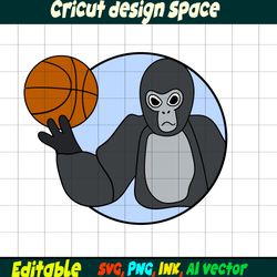 editable stickers gorilla tag svg, gorilla tag png, vinyl sticker to print, gorilla tag printable svg, basketball