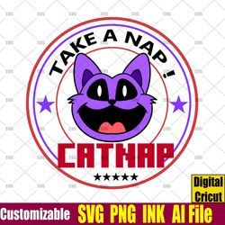 editable catnap svg, catnap moon png catnap moon coloring page birthday gift, png,cut file,instant download.