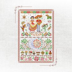 fiesta mexicana cross stitch pattern - traditional mexican party decor