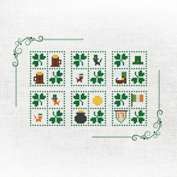 traditional irish symbols cross-stitch templates - pot of gold & more